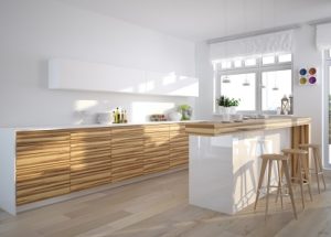 Design Küche Mit Theke Und Dekoration
